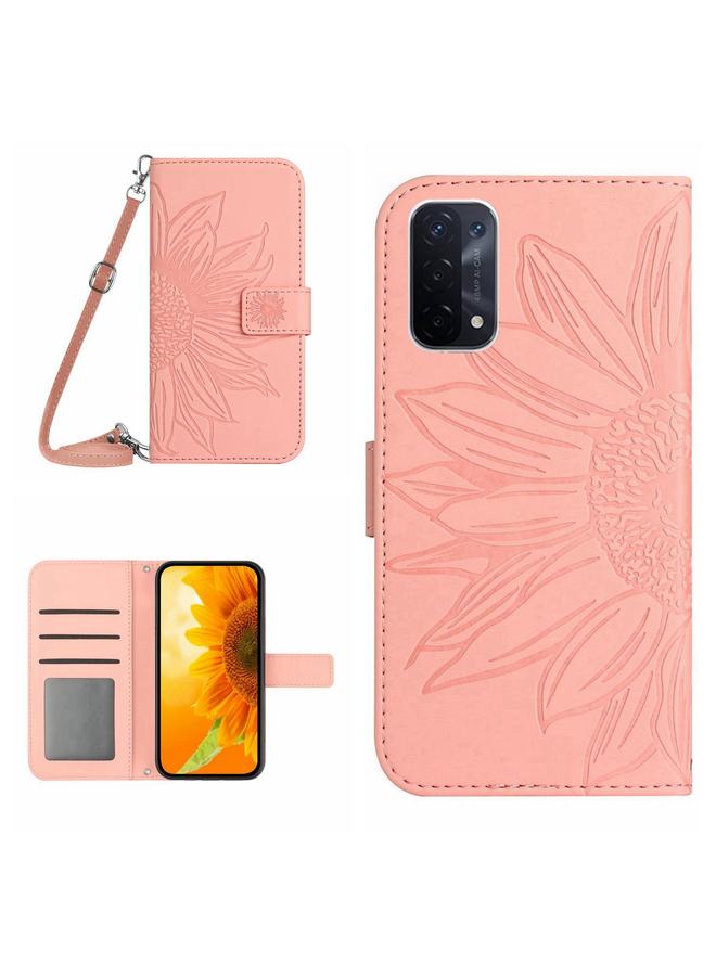 S-TOP Case For OPPO A54 5G/A74 5G/A93 5G/A93S 5G Skin Feel Sun Flower Pattern Flip Leather Phone Case with Lanyard - Image 1