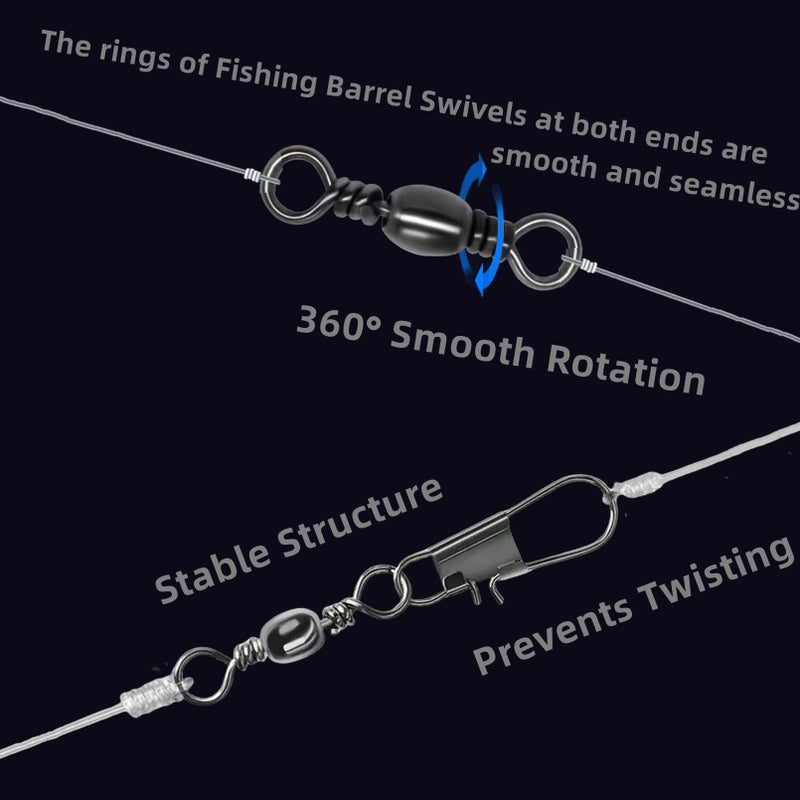 DAMIDEL 260Pcs/Box with Stainless Steel Fishing Barrel Swivels 150Pcs /Barrel Swivels with Snaps 110Pcs Mix,High Strength Connector for Quick Change Fishing Lure or Line Tackle Saltwater Freshwater - Image 5
