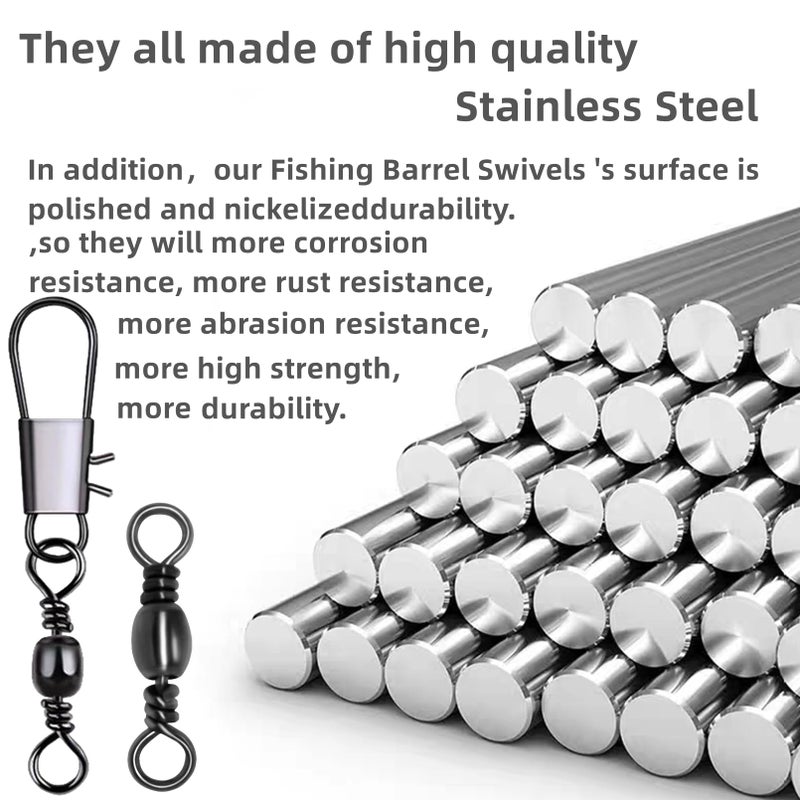 DAMIDEL 260Pcs/Box with Stainless Steel Fishing Barrel Swivels 150Pcs /Barrel Swivels with Snaps 110Pcs Mix,High Strength Connector for Quick Change Fishing Lure or Line Tackle Saltwater Freshwater - Image 4
