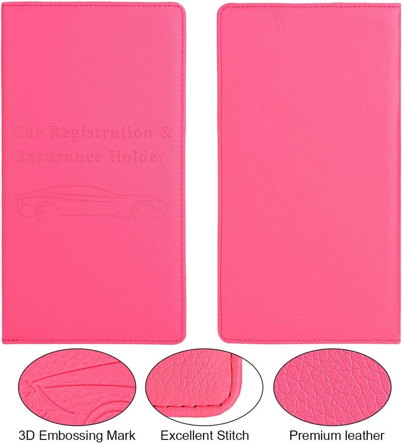Cacturism Car Registration and Insurance Holder, Car Accessories Vehicle Glove Box Car Organizer Women Car Accessories with Magnetic Shut for Cards, Essential Document, Driver License, Hot Pink - Image 5