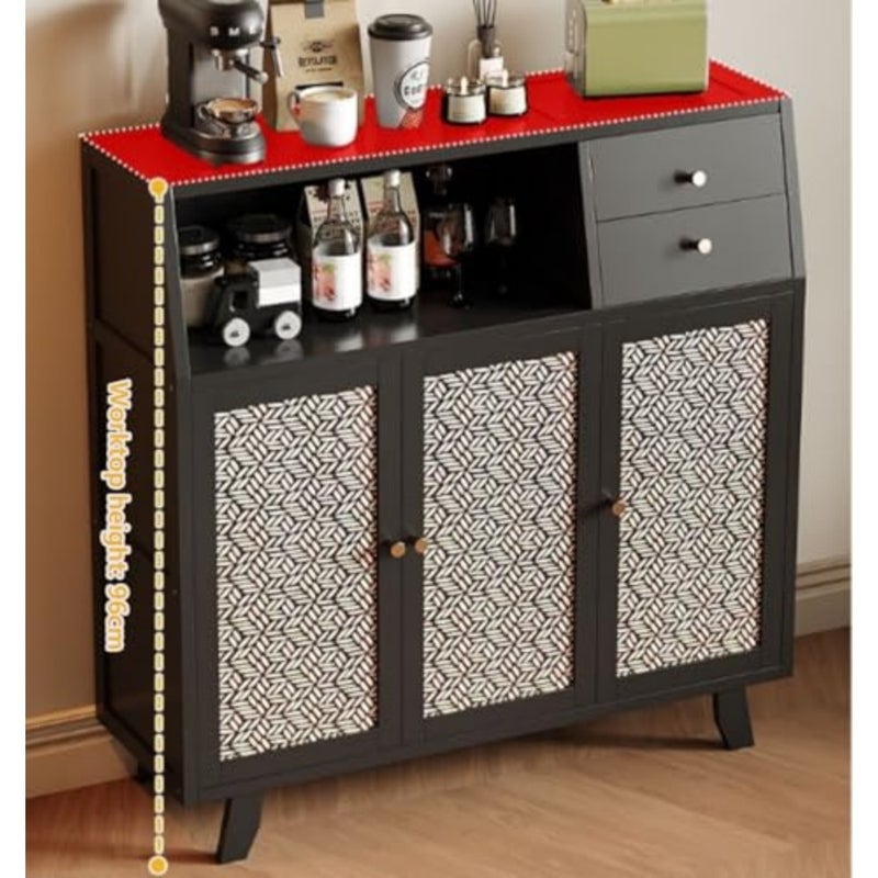 VOCATEN Buffet Sideboard, Coffee Cabinet with Storage Space, Storage Sideboard, Large Cupboard, Dressing Table for Home Kitchen, for Living Room, Kitchen, Entryway, Hallway Black - Image 4