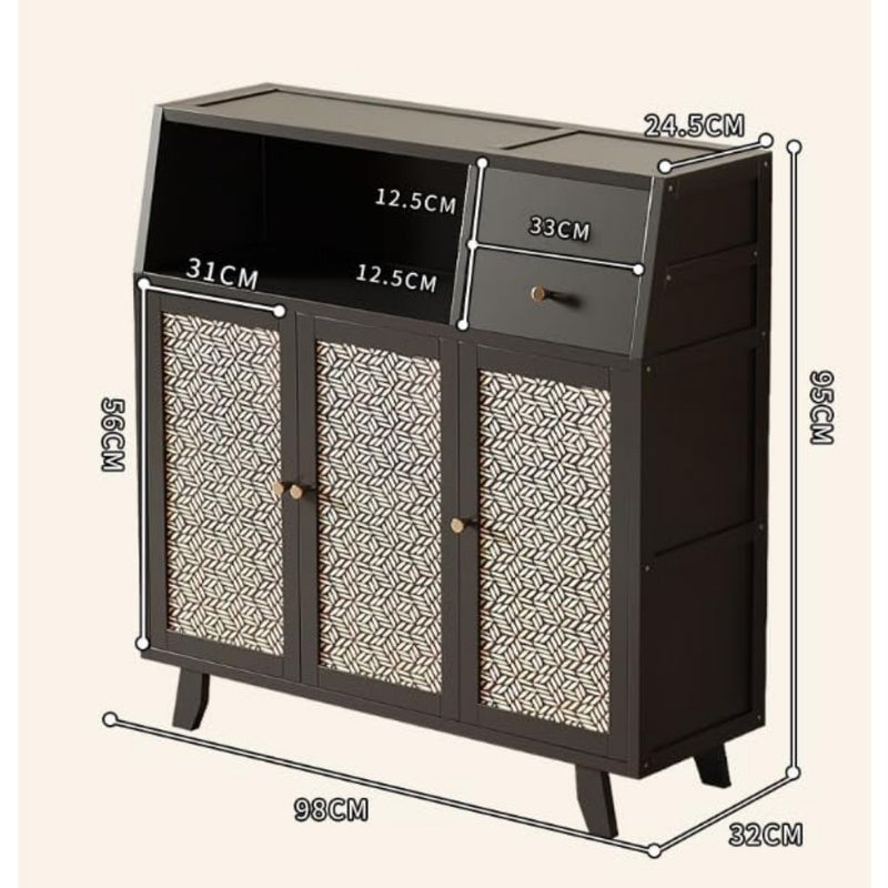 VOCATEN Buffet Sideboard, Coffee Cabinet with Storage Space, Storage Sideboard, Large Cupboard, Dressing Table for Home Kitchen, for Living Room, Kitchen, Entryway, Hallway Black - Image 2