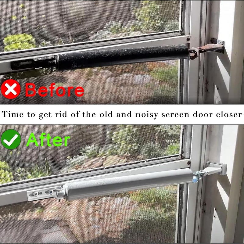 ConsitDone Pneumatic Door Closer Kit for Screen and Storm Doors, Includes Push Button Latch and Protector Chain Spring (White All-in-One, 1 Set) - Image 3