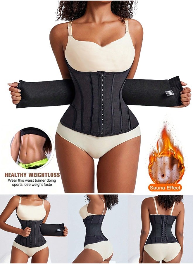 Pretocter Waist Slimming Belt for Women, Waist Shaper Belt, Double-layer 3-breasted  Shapewear Waist Trainer Corset, 3D Pressure For Tummy, Breathable and Cozy（Black）  - Image 1