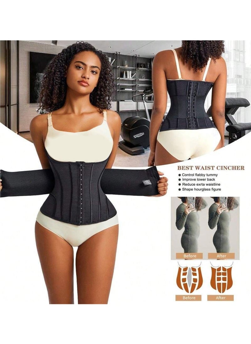 Pretocter Waist Slimming Belt for Women, Waist Shaper Belt, Double-layer 3-breasted  Shapewear Waist Trainer Corset, 3D Pressure For Tummy, Breathable and Cozy（Black）  - Image 3