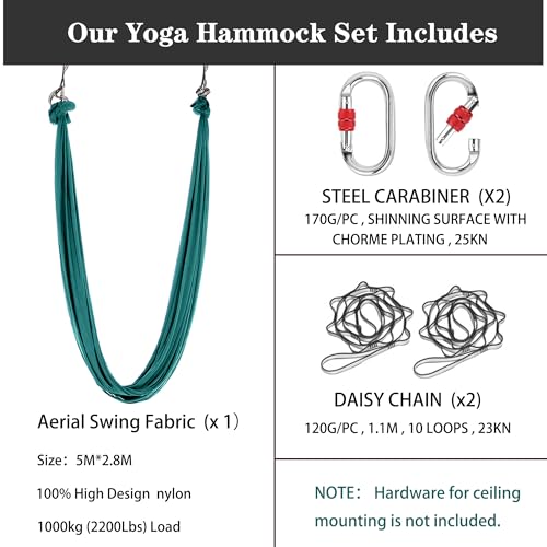 ZYOSJK 55 Yards Aerial Silk Swing Outdoor Hammock Aerial Yoga Swing For AdultsAerial Yoga Hammocks for outsideAerial Silks For Gymnastics Dark Green - Image 3