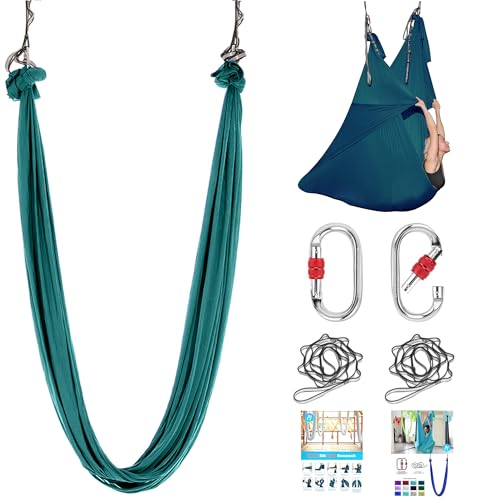 ZYOSJK 55 Yards Aerial Silk Swing Outdoor Hammock Aerial Yoga Swing For AdultsAerial Yoga Hammocks for outsideAerial Silks For Gymnastics Dark Green - Image 1