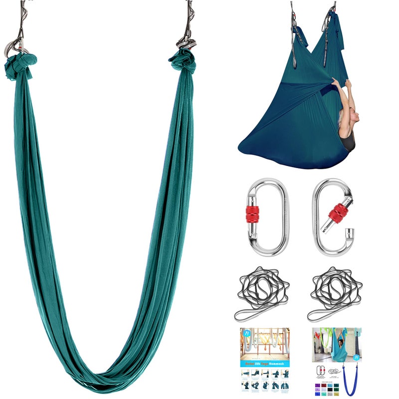 ZYOSJK 55 Yards Aerial Silk Swing Outdoor Hammock Aerial Yoga Swing For AdultsAerial Yoga Hammocks for outsideAerial Silks For Gymnastics Dark Green - Image 2