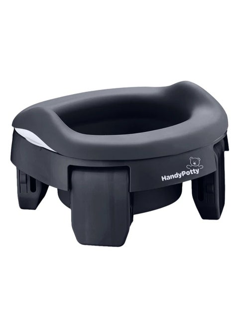 Handy Potty 3-in-1 Foldable Travel Potty for Kids, Adapter Toilet Seat, Standard Floor Potty, Lightweight with Splash Guards and Carry Bag