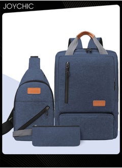 Joychic 3-piece Oxford Travel Laptop Backpack Solid Pattern Zipper School Bag Anti-theft Waterproof Daypack for Men Women Daily Office Outdoor  - Image 1