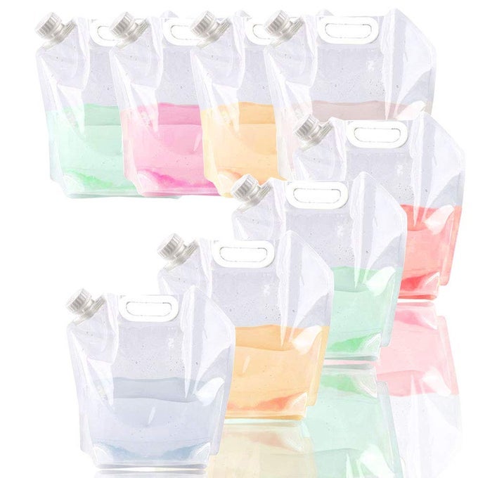 8 X 10 LITRES 21 GAL COLLAPSIBLE WATER JUG CONTAINER FREEZABLE BPA FREE PLASTIC WATER CARRIER TANK OUTDOOR FOLDING WATER BAG FOR SPORT CAMPING RIDING MOUNTAINEER FOOD GRADE