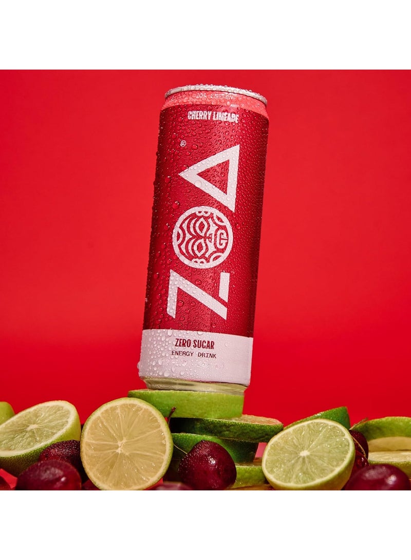 ZOA Cherry Limeade Zero Sugar Vitamins Antioxidants Electrolytes Natural Caffeine Energy Drink 12 Fl Oz - Image 1