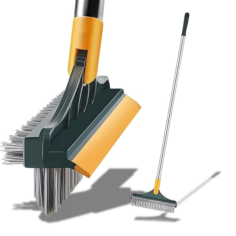 Vivatra Bathroom Cleaning Brush Bathroom Cleaning Accessories Tiles Cleaning Brush Bathroom Brush with Long Handle Tile Cleaner Brush Bathroom Floor Cleaning Brush 3 in 1 Brush