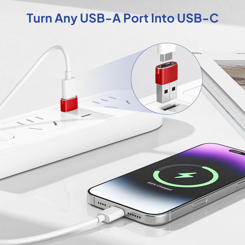 Elebase for Airpods Pro 3 Adapter,USB to USB C Adaptor 4Pack,USBC Female to A Male Cable Connecter for Apple Watch Ultra iWatch 11 10 9 8 7 SE 2,Airpods 4,iPad 8th 9th 10th Air 5th Mini 6th Generation - Image 2