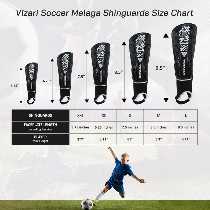 Vizari Malaga Soccer Shin Guards for Kids - Protective Gear for Boys and Girls with Adjustable Straps - Image 3