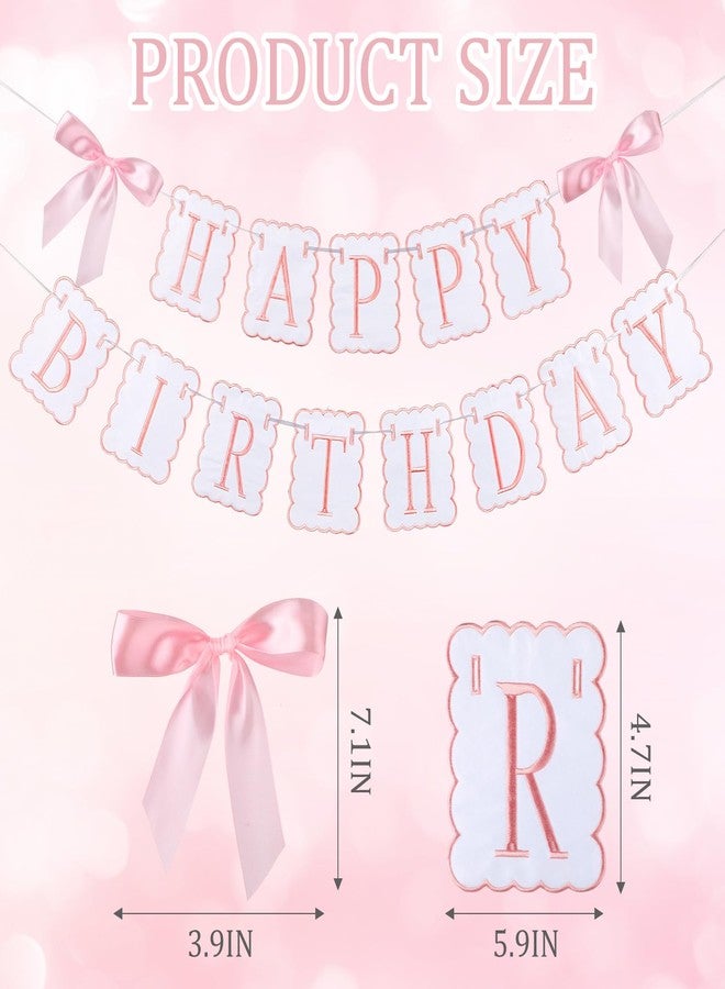 اودين لافتة عيد ميلاد سعيد من أودين باللونين الوردي والأبيض، زينة حفلات عيد ميلاد باللون الوردي، زينة كعكة عيد الميلاد الأولى مطرزة ومزخرفة، دعامة لحفلة تحطيم الكعكة الأولى للنساء، زينة كرسي الطعام لحفلة استقبال المولود الجديد - Image 2