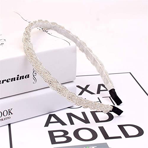 Xiwstar 6Pcs Beaded Hair Hoop Band Fashion Headbands Braided Crystal Beads Hairbands Women Girls Hair Accessoris - Image 4