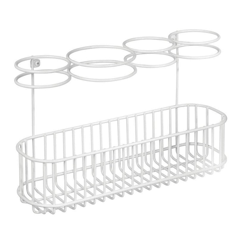Generic INDIAN DECOR 28159 Hair Dryer Holder Bathroom Hair Straightener and Blow Dryer Storage Metal Hanging Basket for Heated Appliances White Made in India  - Image 3