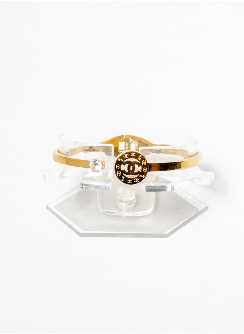 The Black Pearl Accessories - Stainless Steel 316 Bangal Bracelet with a Zircon Stone Premium Quality & Against Color Change - Image 1