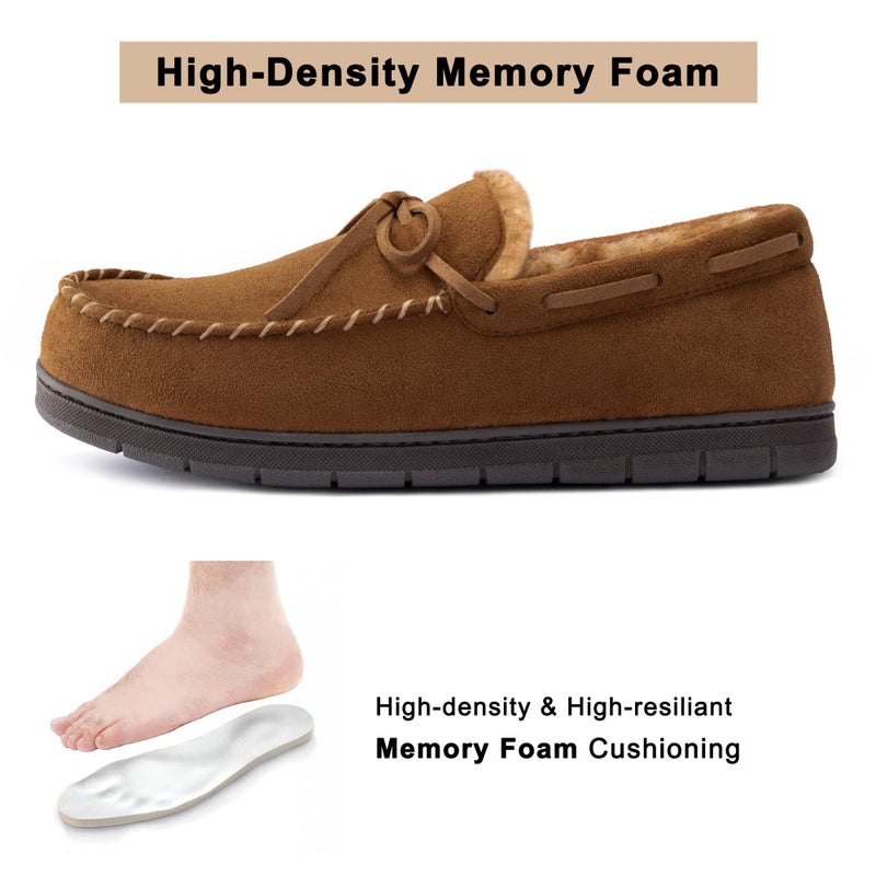 ULTRAIDEAS Men's Luke Moccasin Slippers Memory Foam Cozy House Slippers, Warm Comfy Slippers for Men, Indoor Outdoor Loafer Anti-Slip Home Shoes (Tan, Size 11) - Image 5