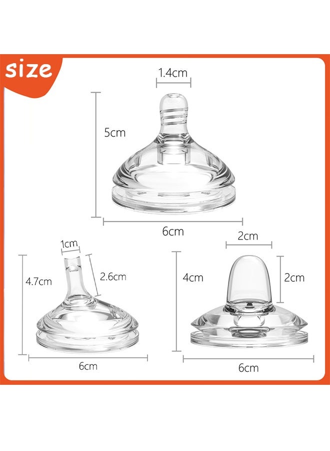 GD 3 PCS Natural Feeding Bottle Nipples, Leak-Proof Replacement Silicone Bottle Spouts Nipple, Anti-Colic Soft Silicone Teats - Image 2