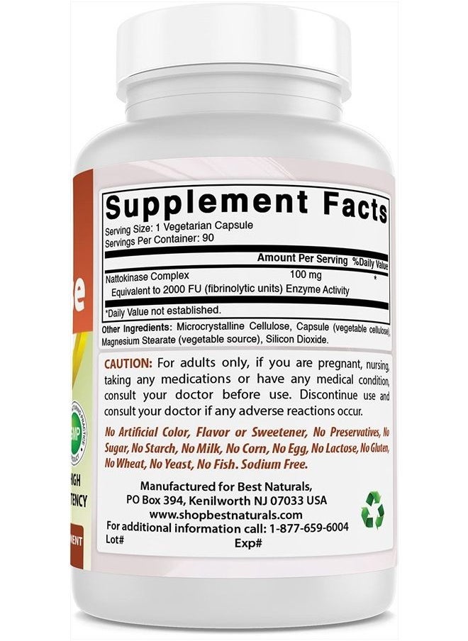 Best Naturals - Nattokinase, 2000 FU, 100 Mg, 90 Vegetarian Capsules - Image 1