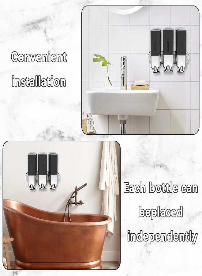 prosfalt 3 x 500ml per Cup Wall Mounted Manual Soap Dispenser for Home, Bath, Kitchen, Hotels, Restaurants. Shower and Lotion Dispenser (Black) - Image 2