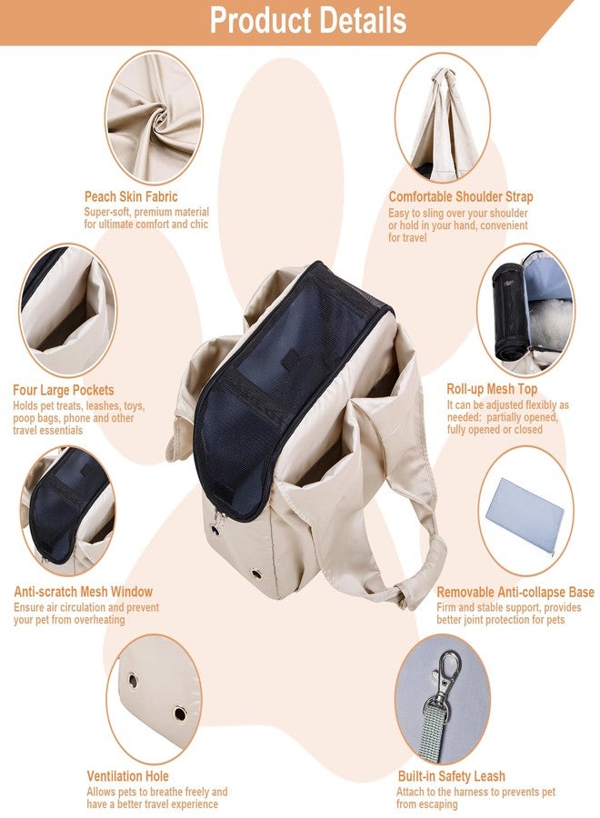TARFEPA Dog Purse Carrier for Small Dogs Cat Rabbit with 4 Large Pockets, Lightweight Soft-Sided Pet Carriers Up to 15lbs, Puppy Tote Bag, Outings, Travel, Vet - Beige - Image 3