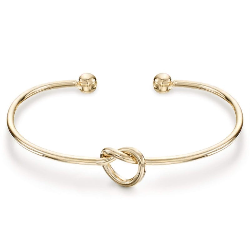 PAVOI 14K Gold Plated Forever Love Knot Infinity Bangle Bracelets for Women | Adjustable Yellow Gold Bracelet - Image 1