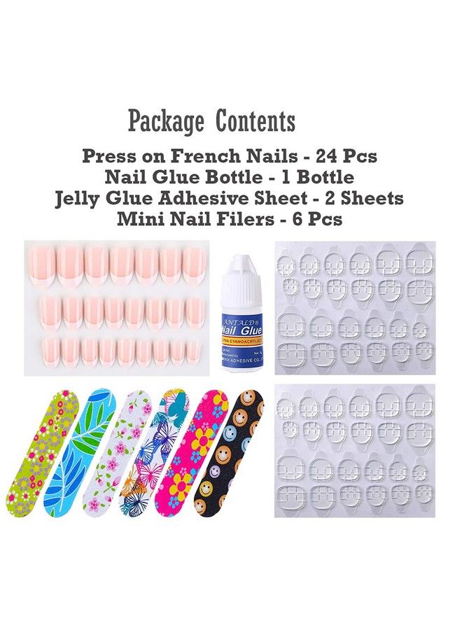 Store2508 Press On French Nails Set 24 Pcs With Nail Glue & Nail Buffers - Image 4