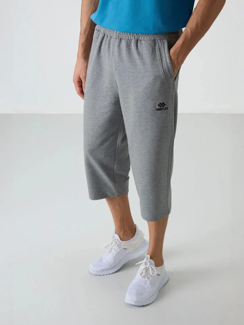 تومي لايف TOMMY Men's Mid-waist Wide-leg Capri Shorts