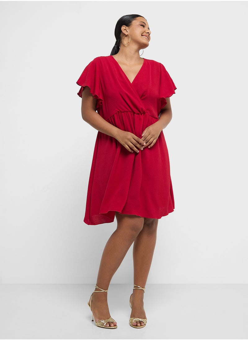 Ginger Plus - V-Neck Fit N Flare Dress - Image 1