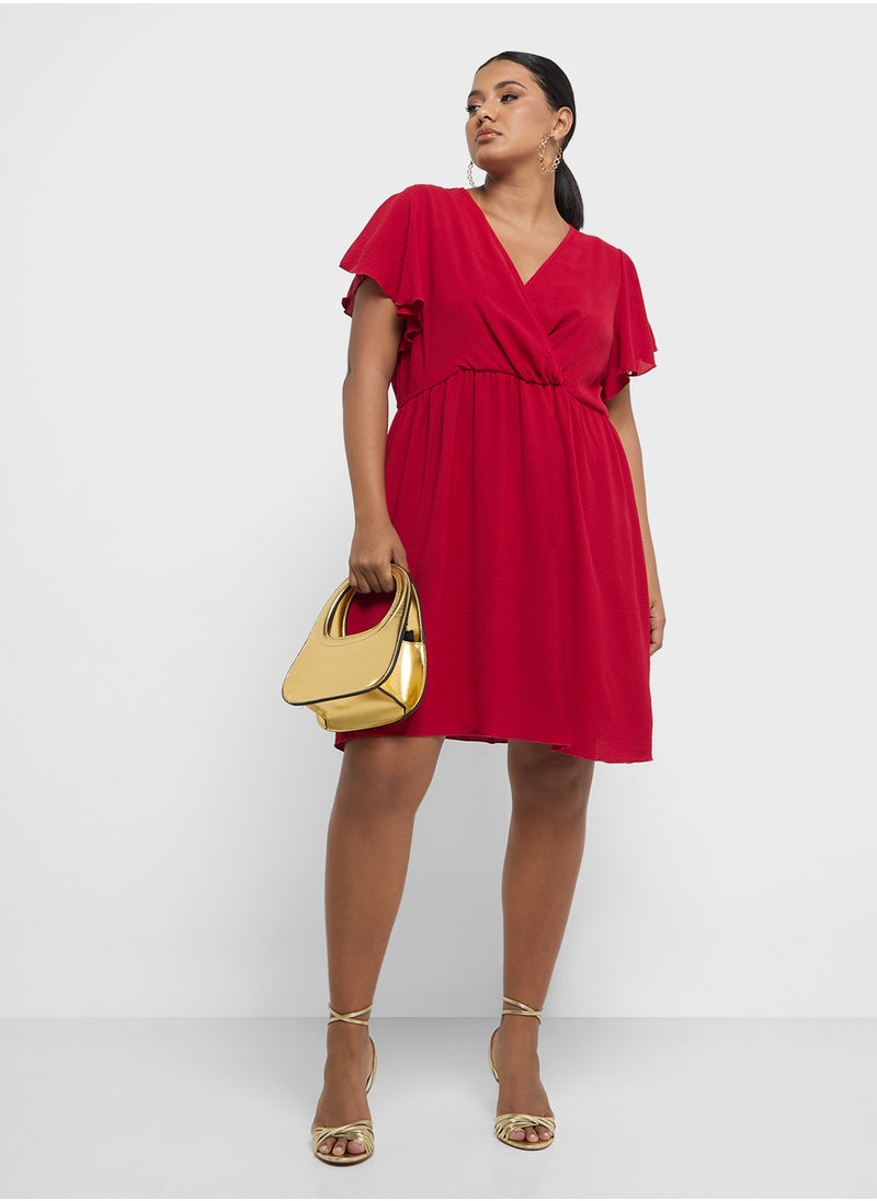 Ginger Plus - V-Neck Fit N Flare Dress - Image 1