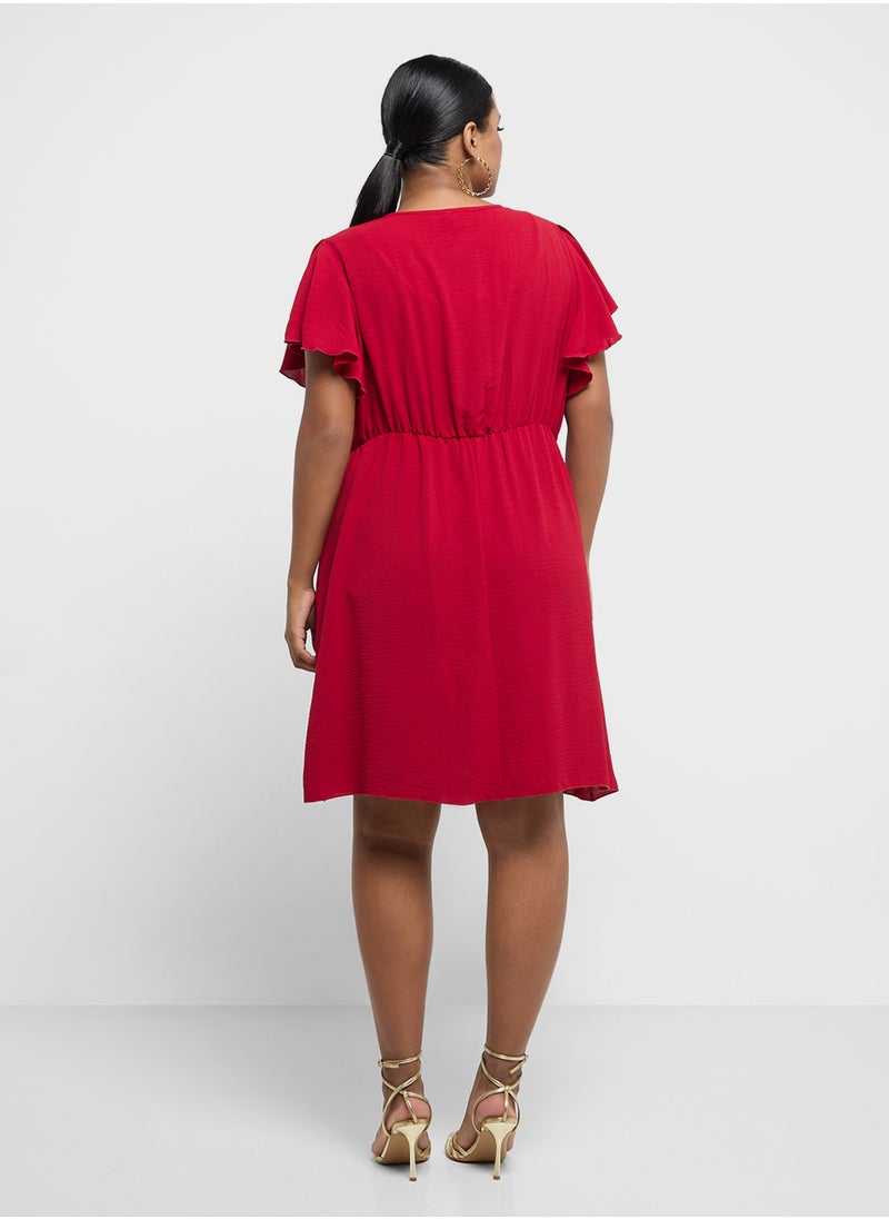 Ginger Plus - V-Neck Fit N Flare Dress - Image 1
