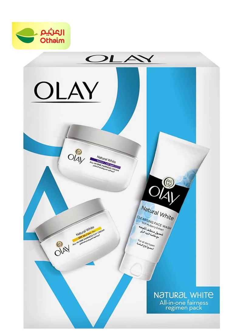 Olay صندوق الجمال الأبيض الطبيعي - غسول وجه 100 جرام + كريم نهاري SPF 24 50 جرام + كريم ليلي 50 جرام, 200 جرام - Image 1