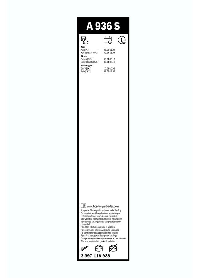 Bosch 3397118936 AeroTwin A936S Wiper Blades Set - 24/19 Inch (600/475mm) - Image 2