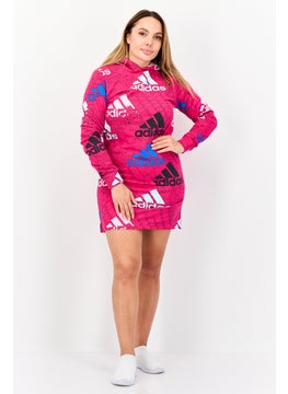 Adidas Women Sportswear Fit Long Sleeves Outdoor Hooded Dress, Pink  - Image 4