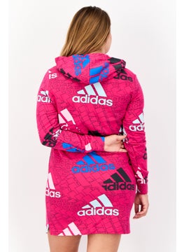 Adidas Women Sportswear Fit Long Sleeves Outdoor Hooded Dress, Pink  - Image 3
