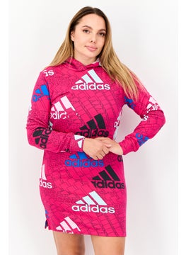Adidas Women Sportswear Fit Long Sleeves Outdoor Hooded Dress, Pink  - Image 1