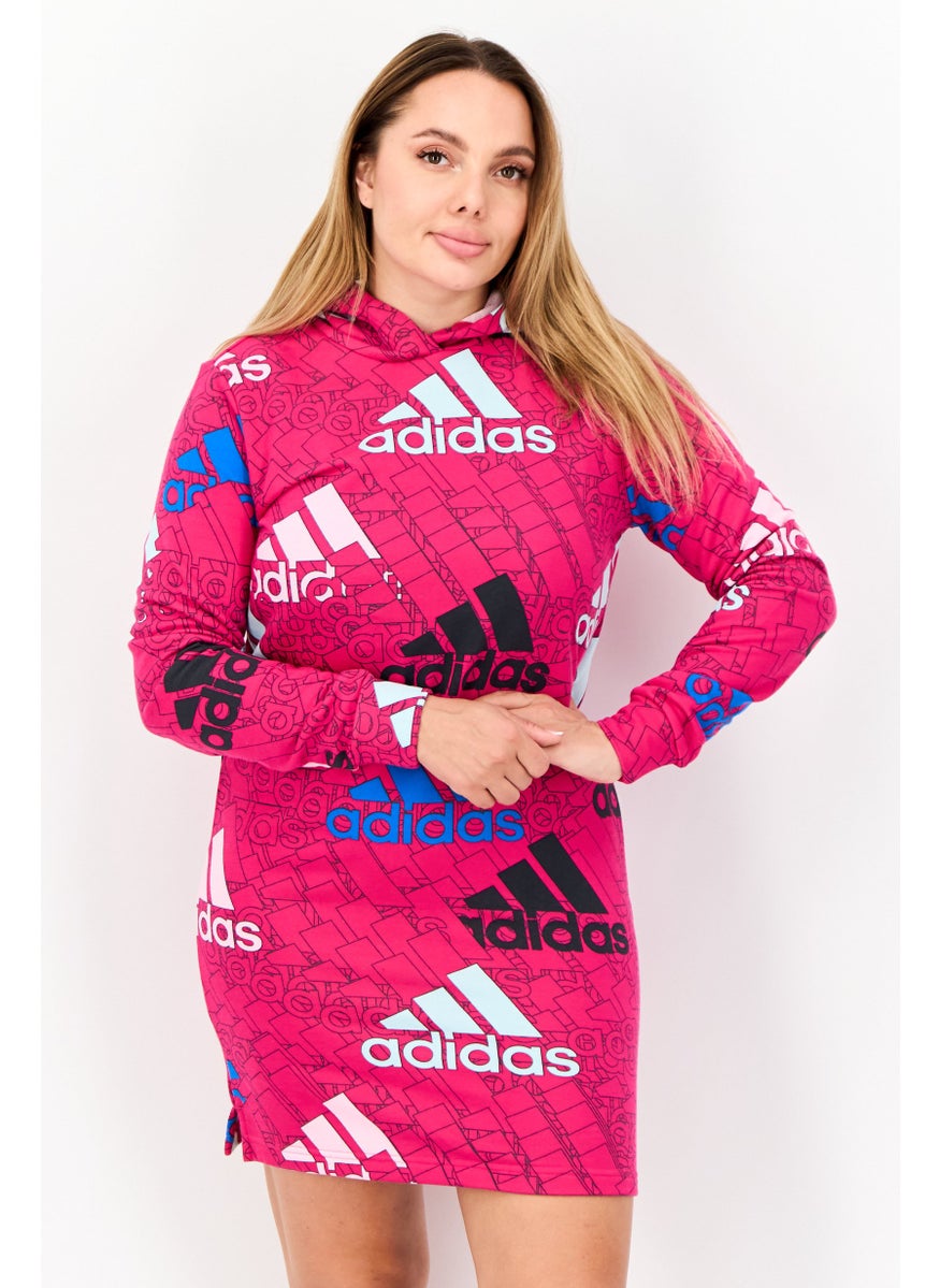 Adidas - Women Sportswear Fit Long Sleeves Outdoor Hooded Dress, Pink - Image 1