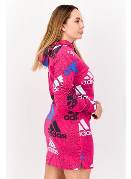 Adidas Women Sportswear Fit Long Sleeves Outdoor Hooded Dress, Pink  - Image 2
