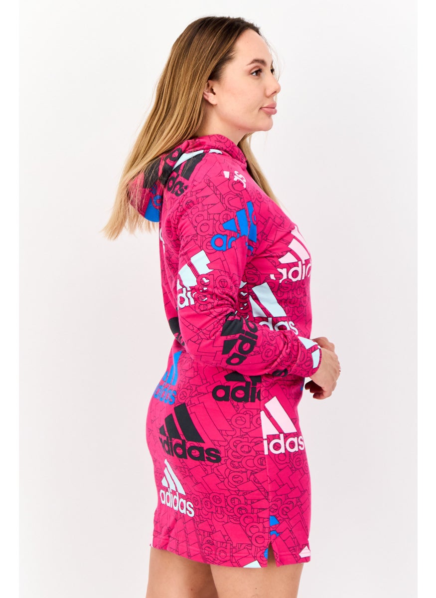 Adidas - Women Sportswear Fit Long Sleeves Outdoor Hooded Dress, Pink - Image 1