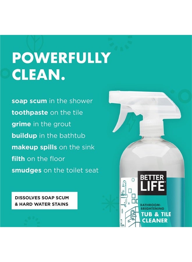 BETTER LIFE Bathroom Cleaner - Tea Tree Bathtub & Shower Cleaner Spray for Glass and Tile - Foaming Mold and Mildew Remover for Tub Works on Hard Water Stains - 32oz (Pack of 2)