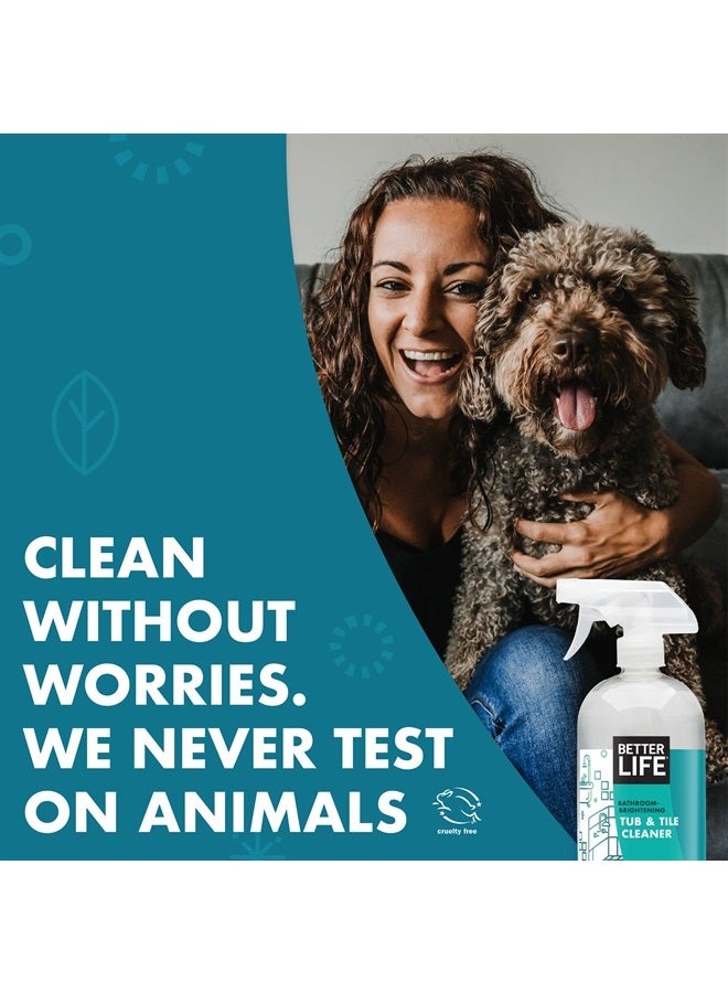 BETTER LIFE Bathroom Cleaner - Tea Tree Bathtub & Shower Cleaner Spray for Glass and Tile - Foaming Mold and Mildew Remover for Tub Works on Hard Water Stains - 32oz (Pack of 2)