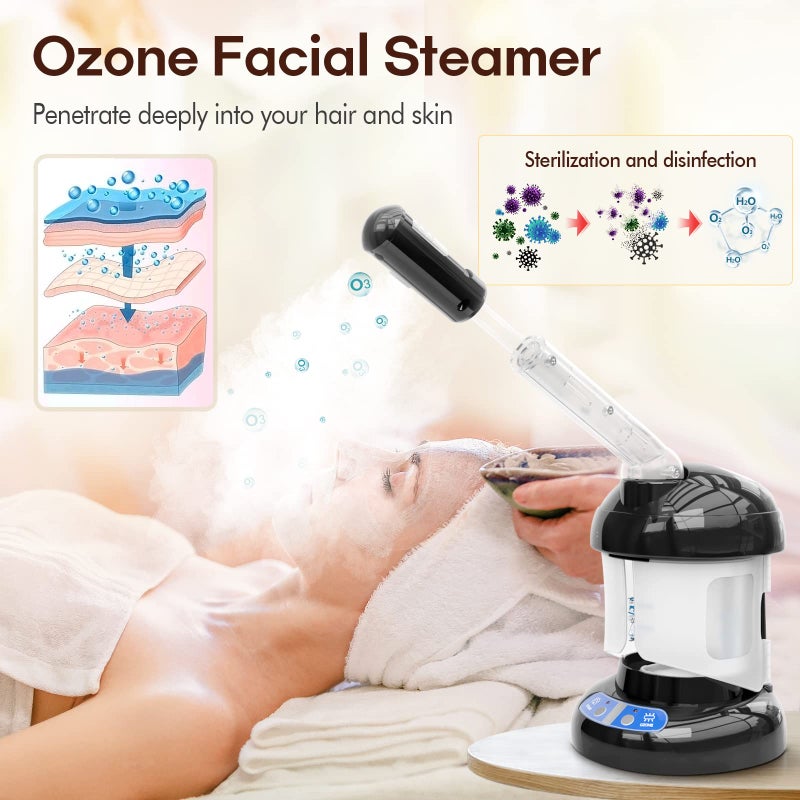 Kingsteam Hair Steamer Kingsteam 2 in 1 Ozone Facial Steamer, Design for Personal Care Use at Home or Salon Barber - Image 3
