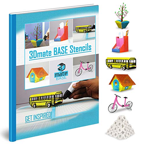 3Dmate 3D Pen Paper Stencils for Flower Pot, Pen Holder, School Bus, Bird House, Bicycle - Compatible with 3Dmate Base 3D Pen (Mat Not Included) - Image 1