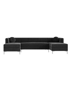 A to Z Furniture Zahra Fabric 3-Piece Sofa Set in Dark Grey Color U Shaped Sofa  - Image 2
