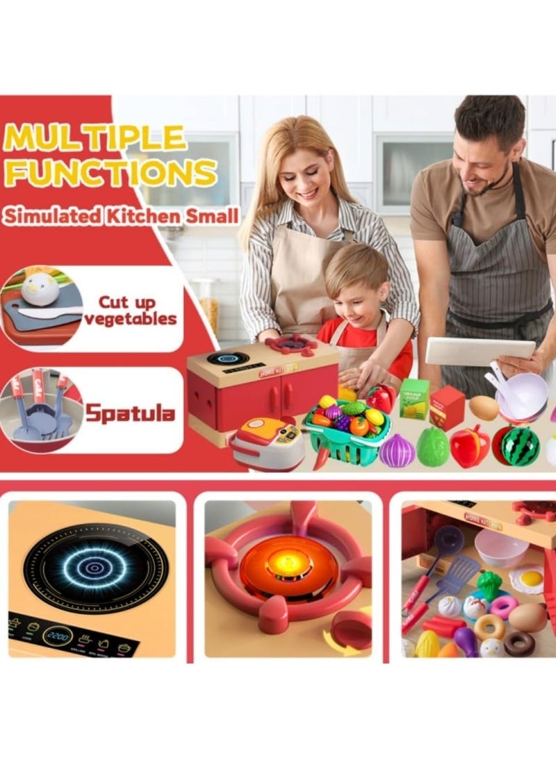 Vixplorn Fun Kids Play Kitchen Toys 70pcs/Set with Realistic Cooking Accessories, Interactive Children's Kitchen Game Set, Toddlers Pretend Cooking Playset, Pretend Play Food Pots Pans Hamburger Playset, Interesting Role Play Gift Cooking Game Toy for Boys Girls - Image 4