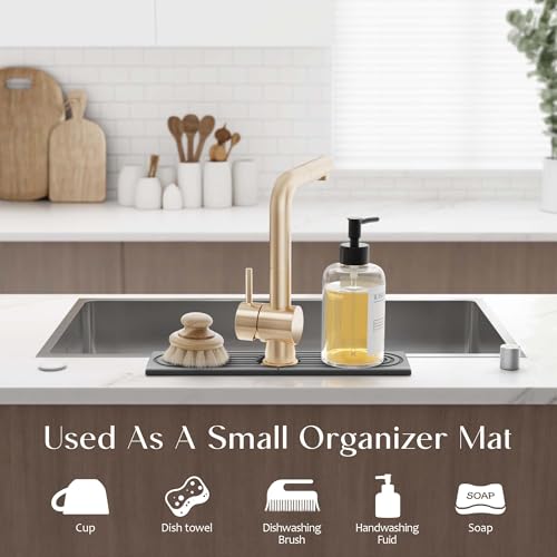 Eormoe Kitchen Sink Faucet Mat - 15.7in Diatomite Sink Protectors for Kitchen Sink, Stone Sink Splash Guard for Kitchen Counter Sink Accessories (Dark Grey, 15.7'' x 3.9'') - Image 4