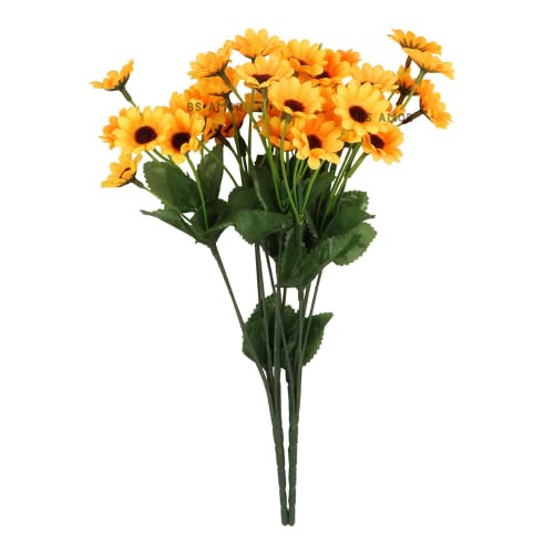 BS AMOR Artificial Flowers - Home Decoration Gift Items for Living Room Corner Table Top Bedroom Wedding (Pot Not Included, 2 Sunflower Bunch, Yellow - Image 3
